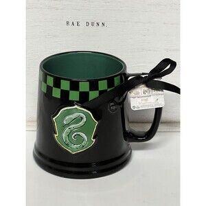 NEW Rae Dunn Harry Potter Wizarding World Black Green DOUBLE SIDED SLYTHERIN Mug